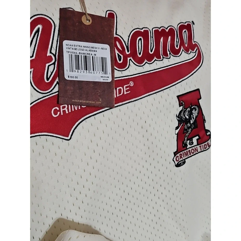 Mitchell & Ness Men's Medium Alabama Crimson Tide Vintage Logo Baseball Jersey - Picture 7 of 7
